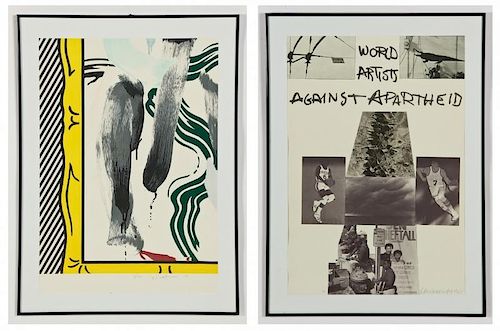Artists Against Apartheid, 1983: 15 Color Lithographs including Roy Lichtenstein and Rauschenberg