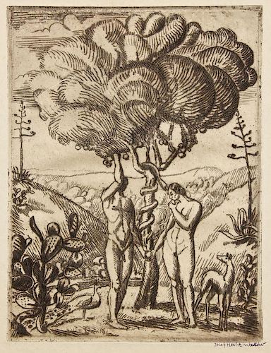 Joseph Hecht (British/Polish, 1891-1951) Adam & Eve au Serpent (Adam and Eve with Serpent), c. 1928