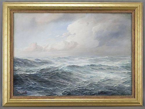 Johannes Holst seascape oil on canvas, 1927.