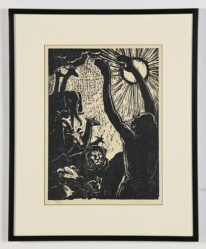 Jakob Steinhardt (Israeli, 1887-1968) "Noah", woodcut