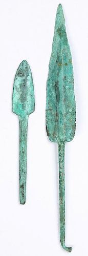 2 Ancient Bronze Spearheads