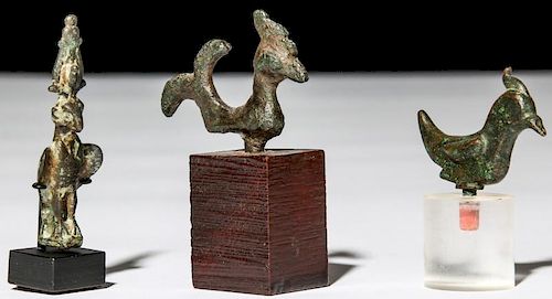3 Figural Bird Form Bronze Antiquities