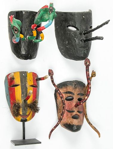 4 Vintage Mexican Day of the Dead Masks