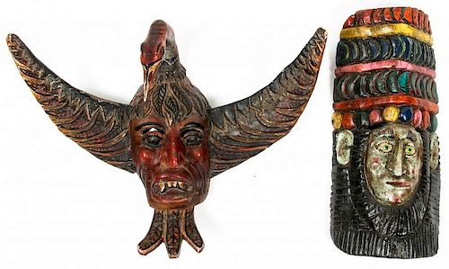 2 Vintage Mexican Dance Masks, Guererro