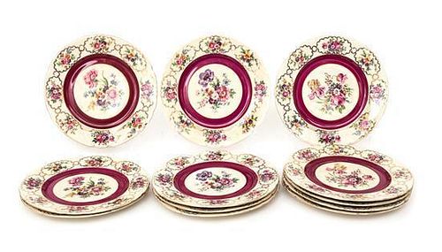 A Set of Twelve Czech Porcelain Plates Diameter 12 inches.