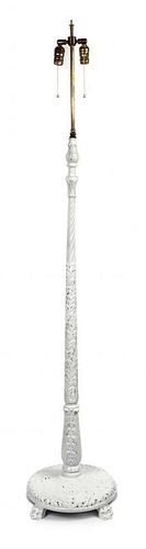 A White Painted Wood Floor Lamp Height overall 69 inches.