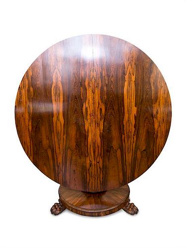 A Regency Rosewood Tilt-Top Breakfast Table Height 28 x diameter 50 inches.