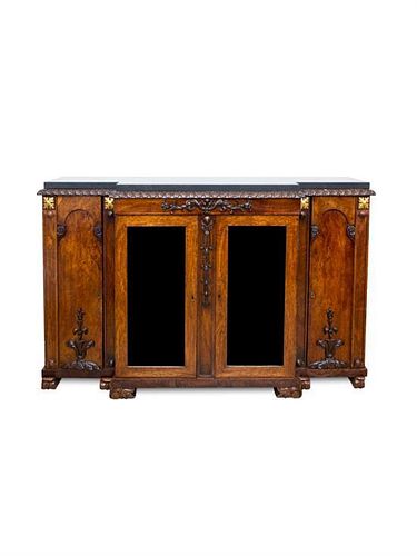 A William IV Rosewood Console Cabinet Height 36 x width 54 x depth 14 inches.