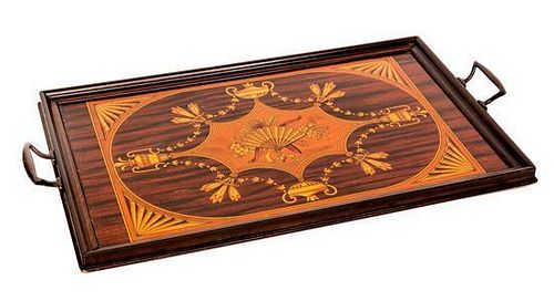 An English Simulated Marquetry Tray Width 23 3/4 inches.