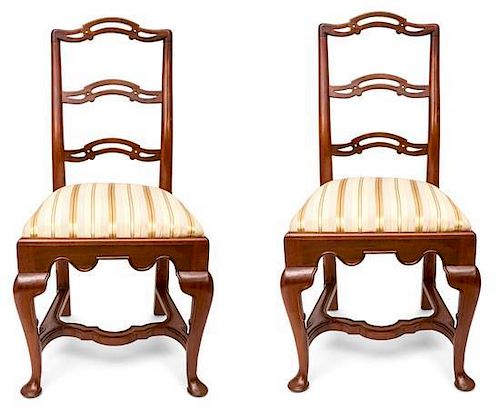 A Pair of Rhode Island Pierced Back Side Chairs Height 39 inches.