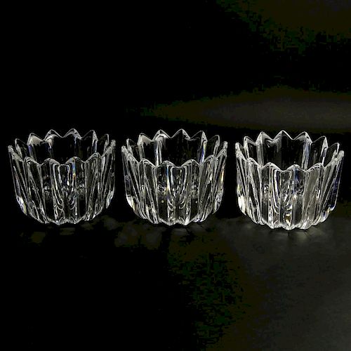 Set of Three (3) Orrefors Ribbed Crystal Vases.