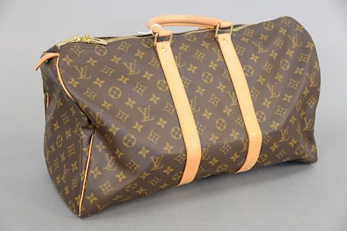 Louis Vuitton brown monogram canvas bag with leather handles #FL0052 (excellent condition).