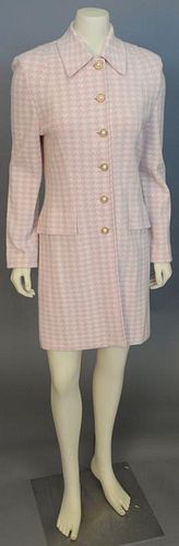 St. John long dress jacket, pink and white tweed, new with tag retail $1,500 (size 6).