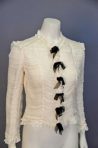 Chanel Black And White Shirt Blouse Size 40