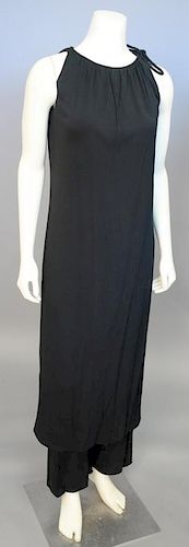 Designer label missing, but probably Christian Dior. Label: "147877..P..93" c. 1980. Evening outfit consisting of a pantsuit under a long tunic, made 