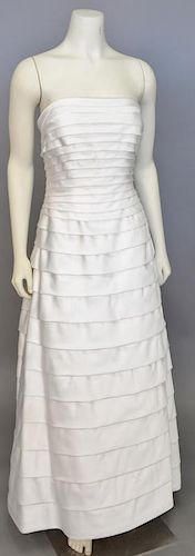Robert Legere, c. 1990s, Label of Martha Phillips / Palm Beach [retailer], Evening gown of white silk satin, strapless. The gown is constructed with t