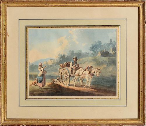 PETER LA CAVE (1764-1810): A MAN IN A HORSE CART; AND TWO SHEPHERDS