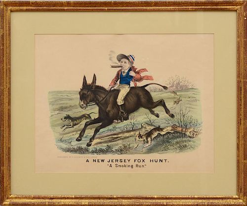 THOMAS WORTH (1834-1917): A NEW JERSEY FOX HUNT: A SMOKING RUN; AND TAKING BREATH