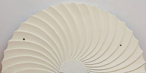 WHITE-PAINTED CARVED PINE FAN-LIGHT AND COVER