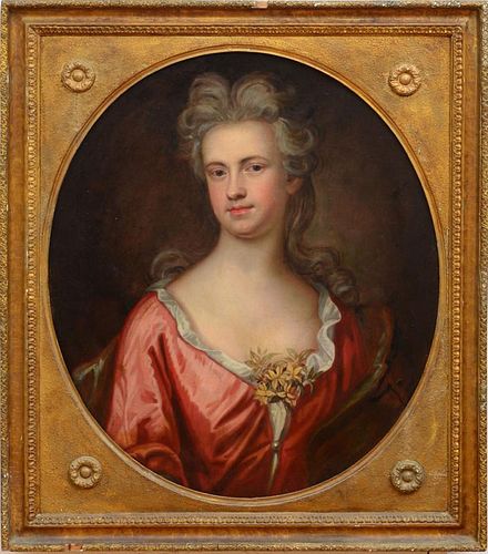 ATTRIBUTED TO SIR GODFREY KNELLER 91646-1723): PORTRAIT OF A LADY IN A PINK DRESS