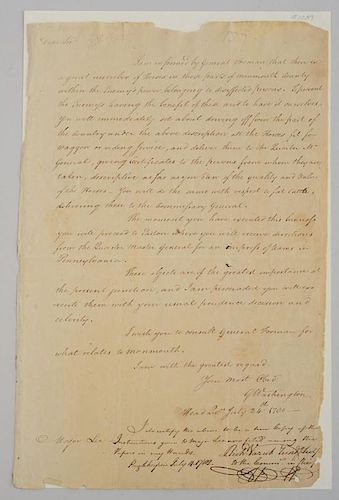 GEORGE WASHINGTON: A LETTER COPIED BY RICHARD VARRICK AND TWO INVOICES FOR COLONEL LIVINGSTON SIGNED BY RICHARD VARRICK