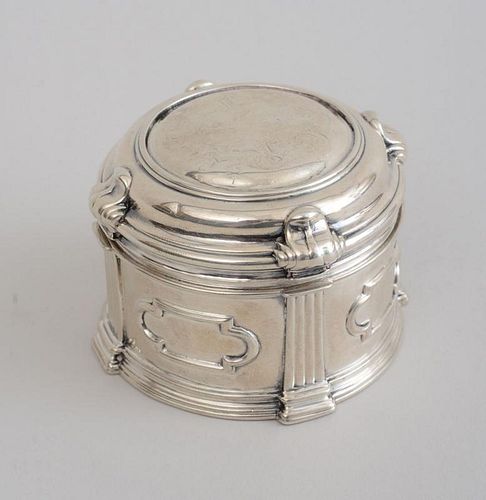 GEORGE II ARMORIAL SILVER CIRCULAR BOX AND COVER