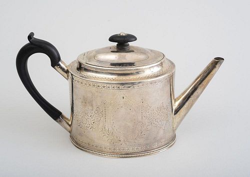 GEORGE III ENGRAVED SILVER TEAPOT