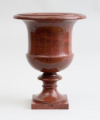 FINE SWEDISH NEOCLASSICAL CARVED RED PORPHYRY URN