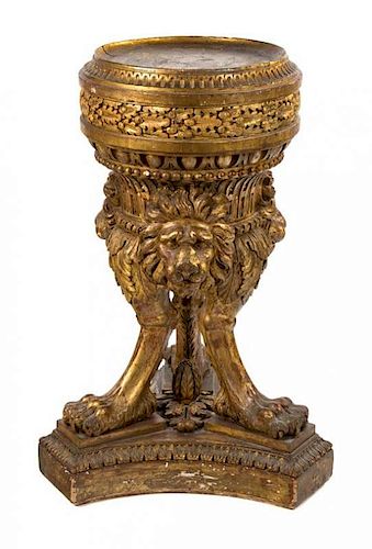 A Continental Giltwood Pedestal Height 34 x width 16 inches.