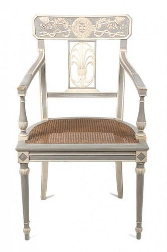 An Italian Style Painted Armchair Height 36 inches.