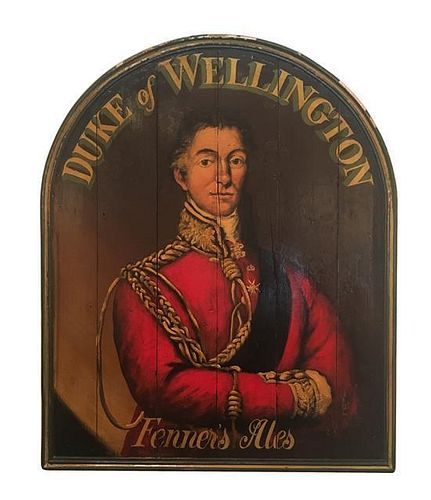 An English Painted Wood Trade Sign Height 39 x width 32 inches.