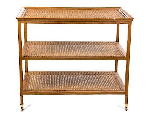 A Regency Style Oak and Cane Side Table Height 27 x width 32 x depth 21 inches.