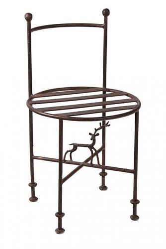 A Giacometti Style Metal Chair Height 27 inches.