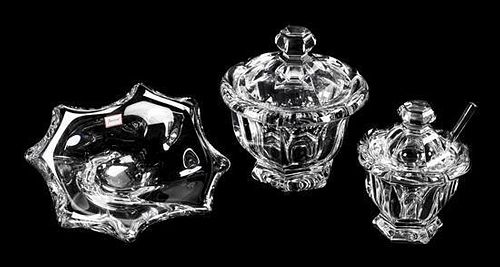 Three Baccarat Glass Articles Height of largest 6 inches.