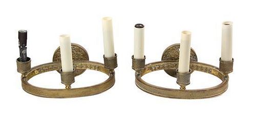 A Pair of Bronze Two-Light Sconces