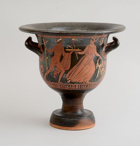 APULIAN STYLE RED FIGURE TWO HANDLED URN, AFTER THE ANTIQUE