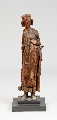 FRENCH GOTHIC STYLE CARVED WOOD FIGURE OF KING DAVID