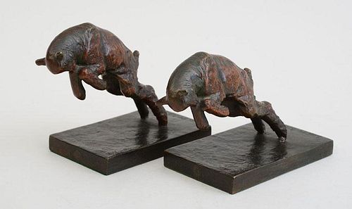 PAIR OF LEAPING LAMB BOOKENDS
