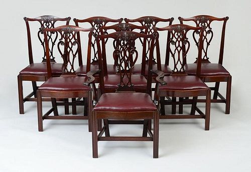 SET OF EIGHT GEORGE III STYLE MAHOGANY DINING CHAIRS