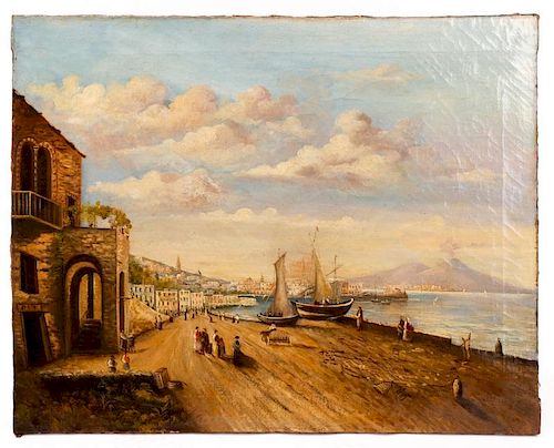Italian Gulf of Naples Painting, 19th C.
