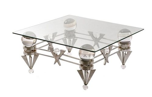 One-of-a-Kind Chrome & Lucite Sculptural Table
