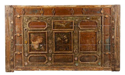 Carved, Polychrome & Glass Accented Panel, 18th C.