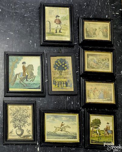 Nine assorted English framed engravings and prints, 18th/19th c.