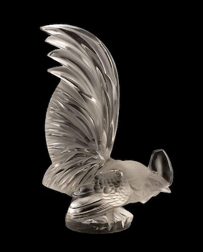 Lalique Crystal Rooster Coq Nain Paperweight
