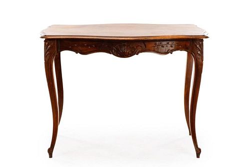 French Louis XV Style Walnut Table w/Single Drawer