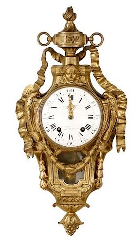 French Gilt Bronze Cartel Clock, 19th Century