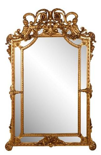 Continental Carved Giltwood Pier Mirror, 19th C.