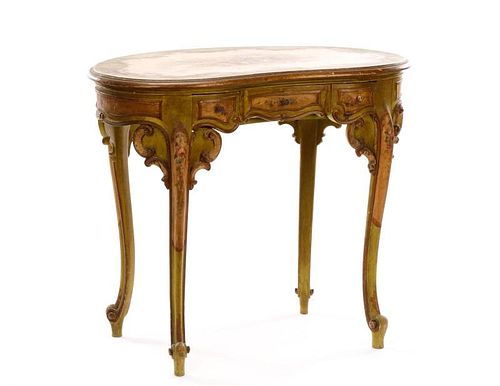 19th C Venetian Painted Louis XV Style Ladies Desk