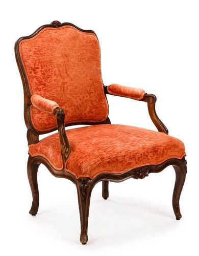 Louis XV Period Carved & Upholstered Fauteuil