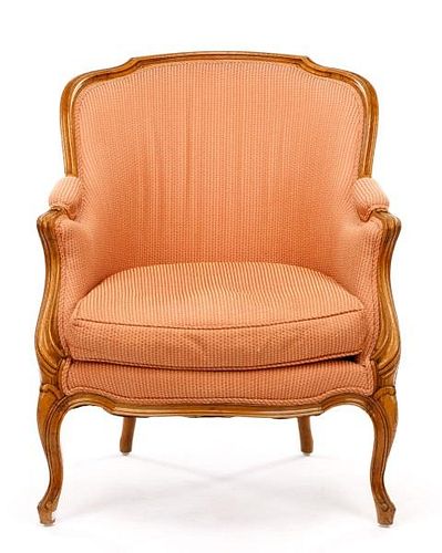 Louis XV Beech Wood Carved Bergere a Cabriolet
